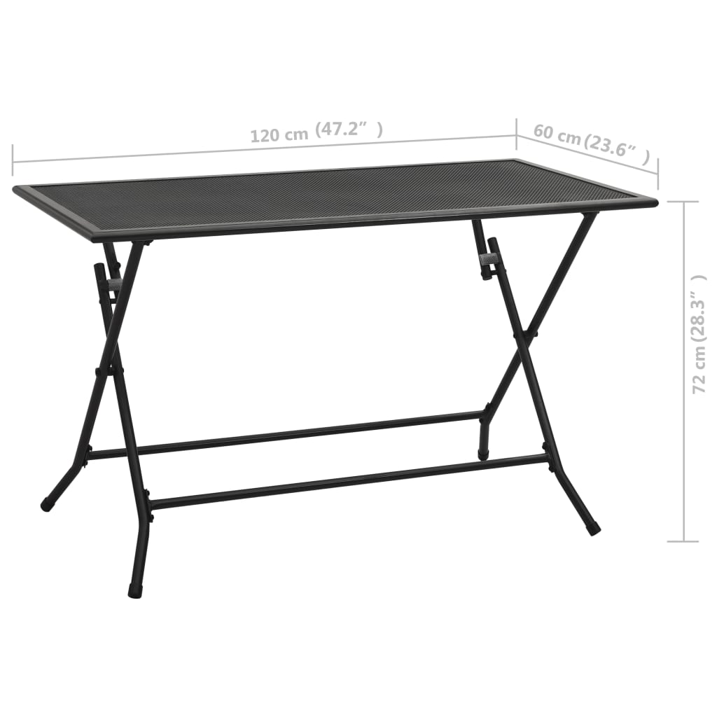 vidaXL Sklopivi mrežasti stol 120 x 60 x 72 cm čelični antracit
