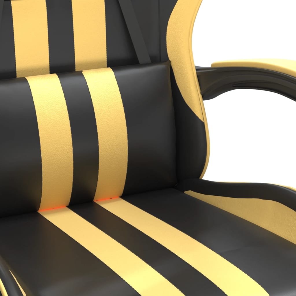 vidaXL Okretna igraća stolica s osloncem crno-zlatna od umjetne kože