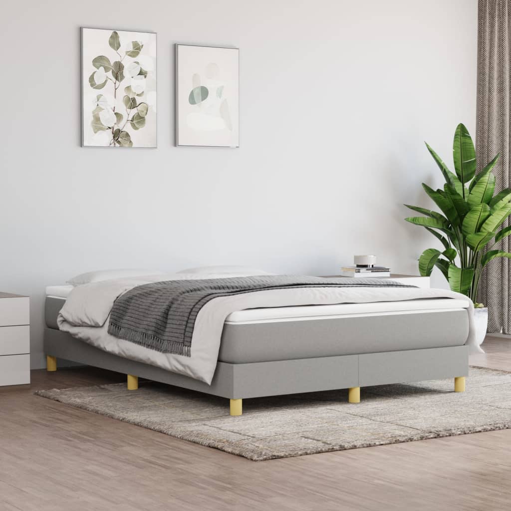 vidaXL Okvir za krevet s oprugama svjetlosivi 140 x 190 cm od tkanine