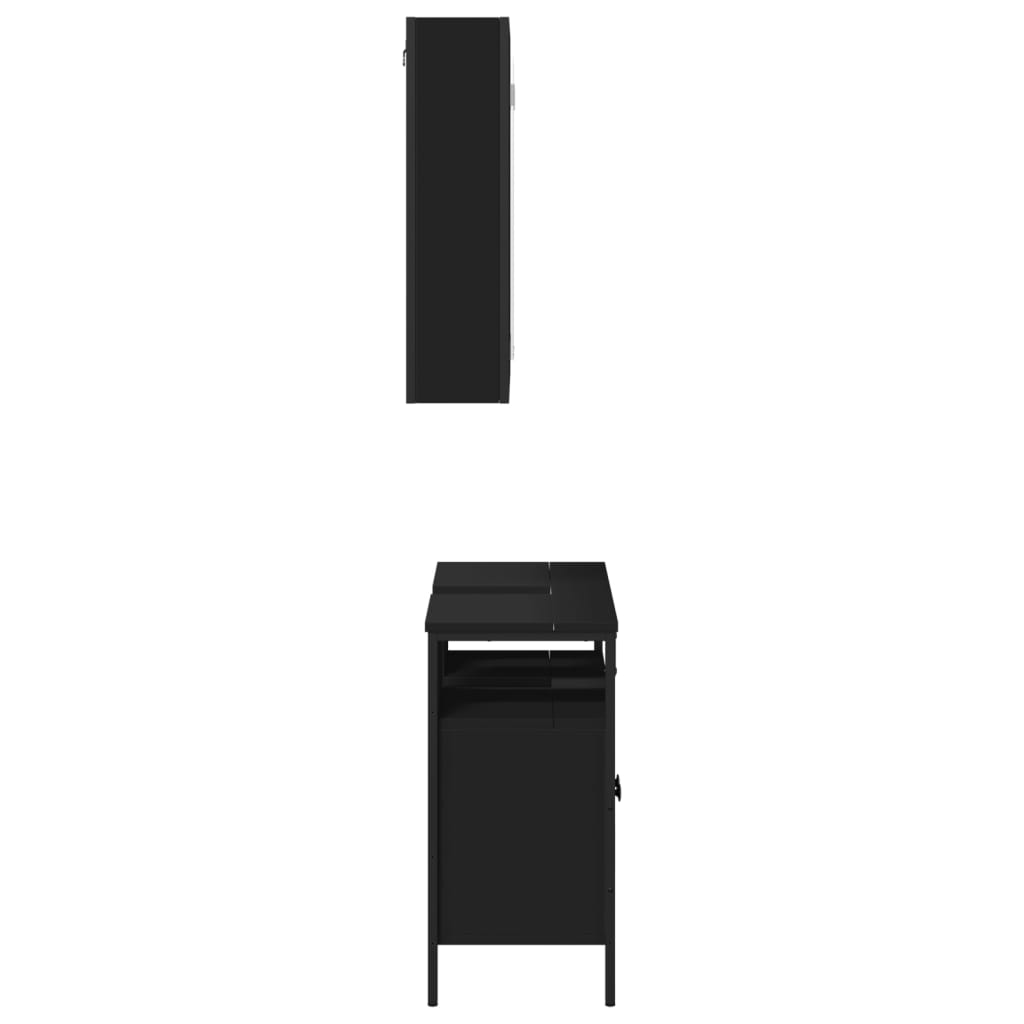vidaXL 2-dijelni set kupaonskog namještaja crni od konstruiranog drva