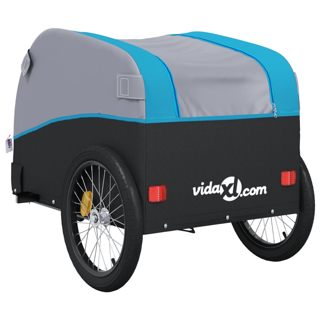 vidaXL Prikolica za bicikl crno-plava 45 kg željezna