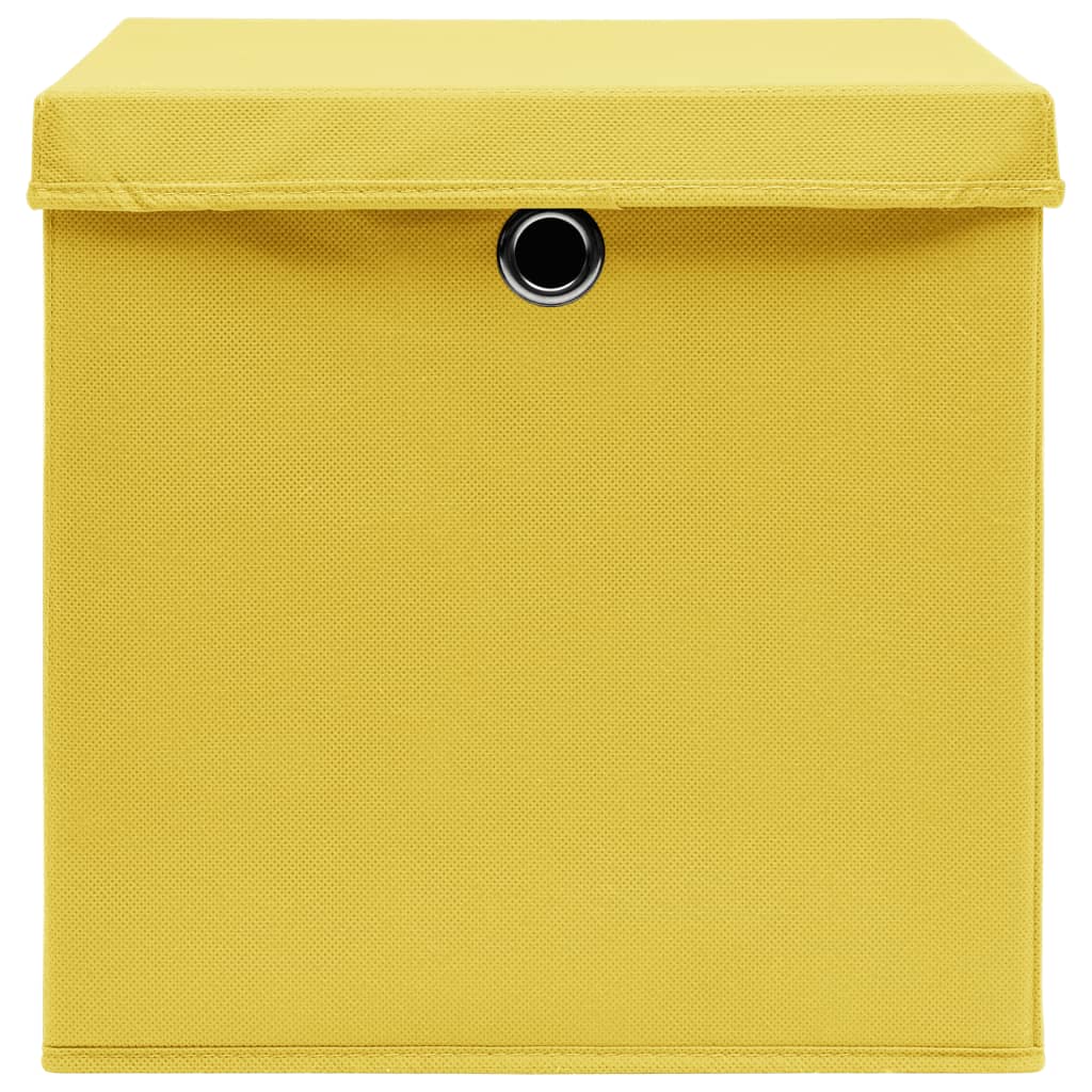 vidaXL Kutije za pohranu s poklopcima 10 kom 28 x 28 x 28 cm žute