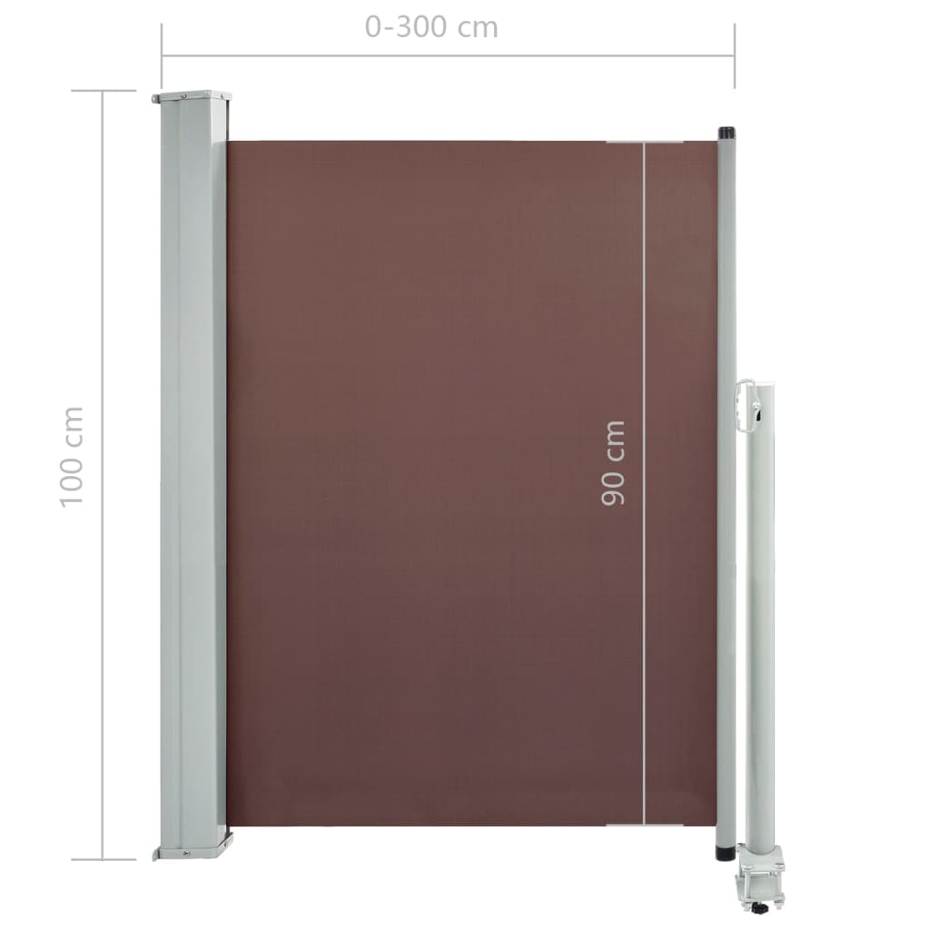 vidaXL Uvlačiva bočna tenda za terasu 100 x 300 cm smeđa
