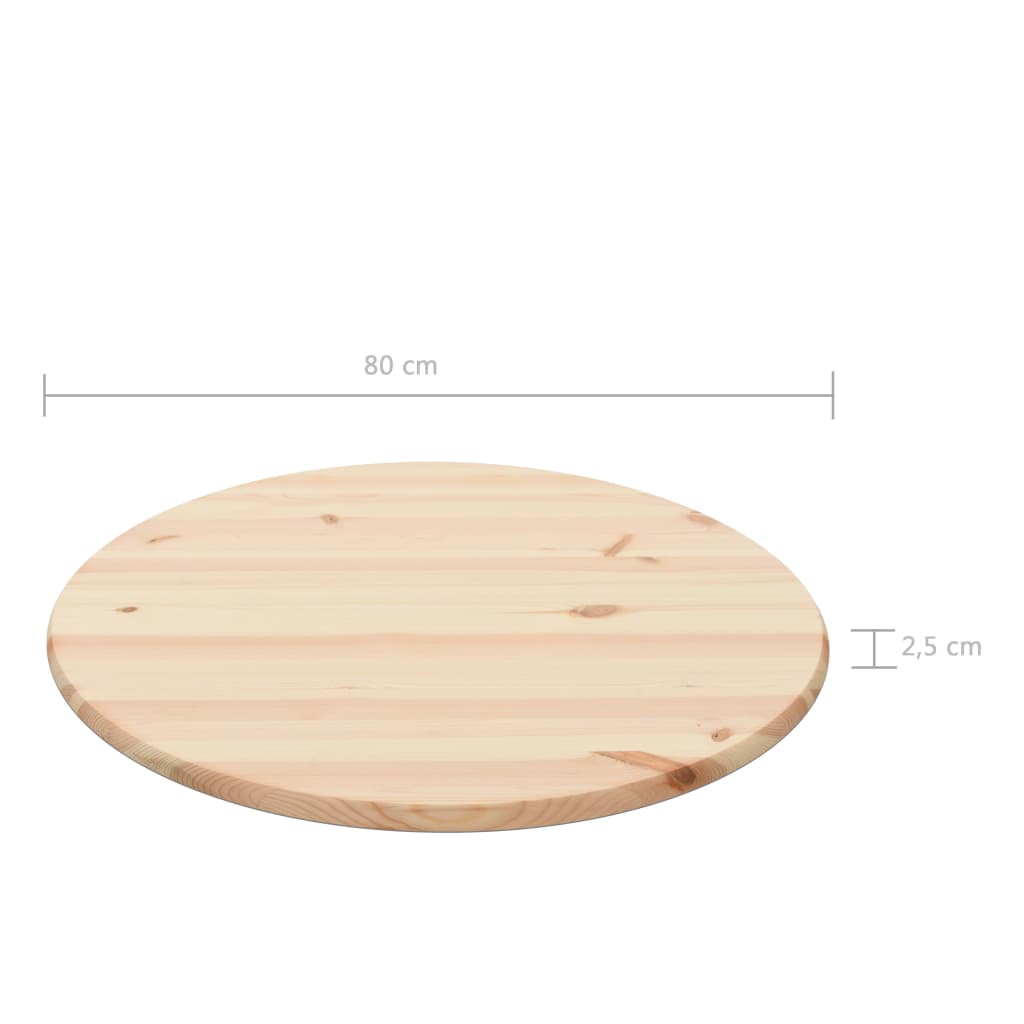vidaXL Ploča za stol od prirodne borovine okrugla 25 mm 80 cm