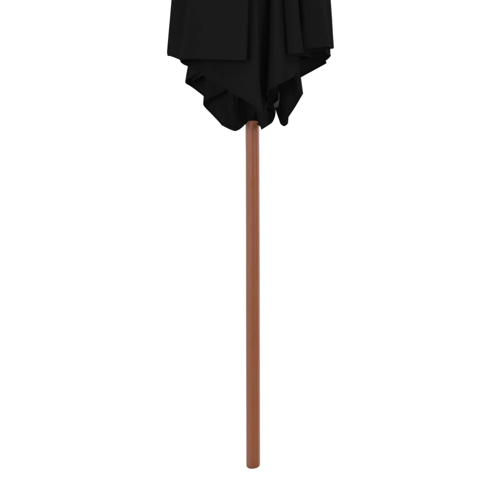 vidaXL Vrtni suncobran s drvenom šipkom crni 270 cm