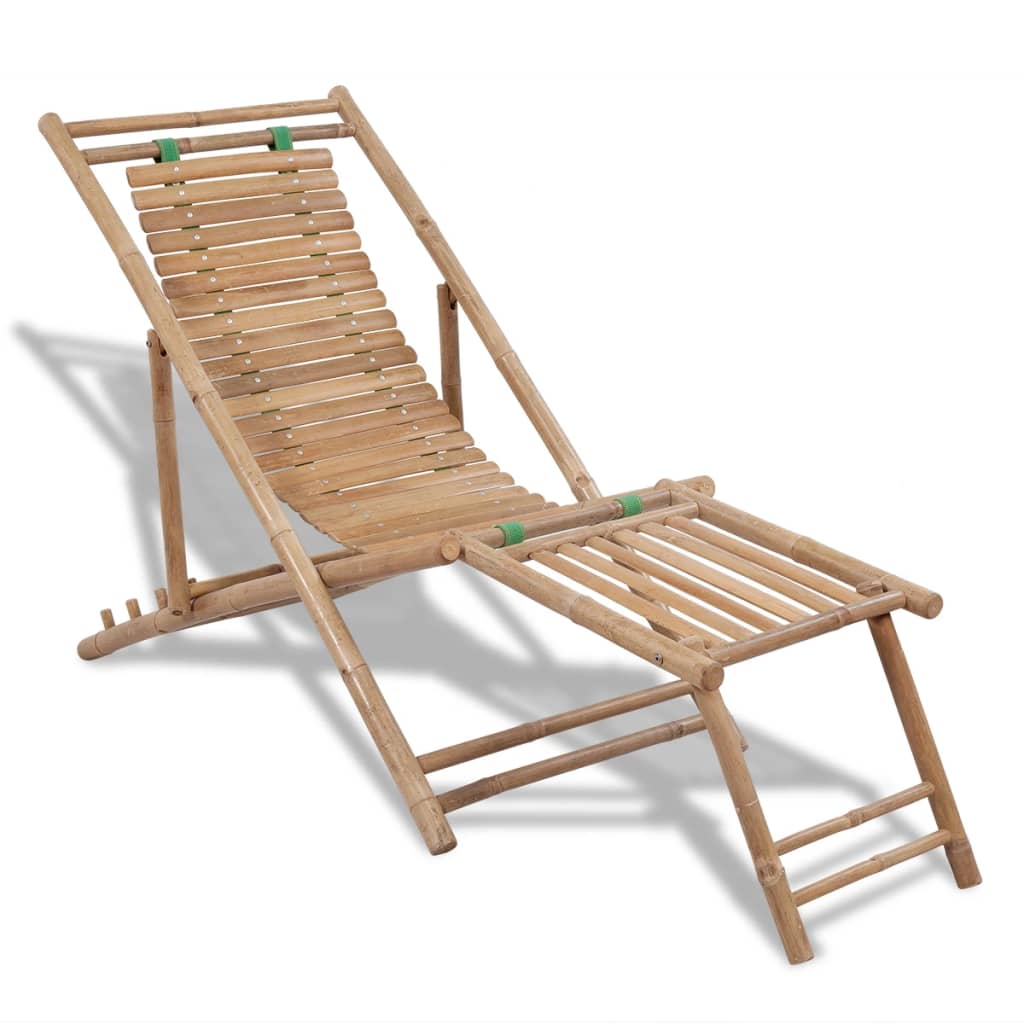 vidaXL Vrtna stolica s naslonom za noge bambus