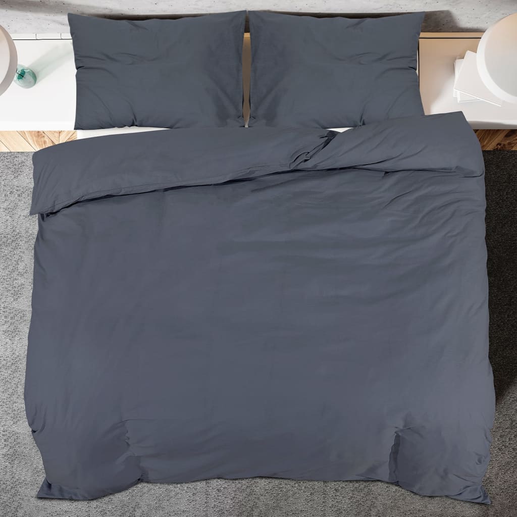 vidaXL Set posteljine za poplun tamnosivi 140 x 200 cm pamučni200x200