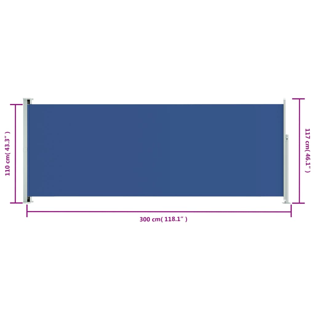 vidaXL Uvlačiva bočna tenda za terasu 117 x 300 cm plava