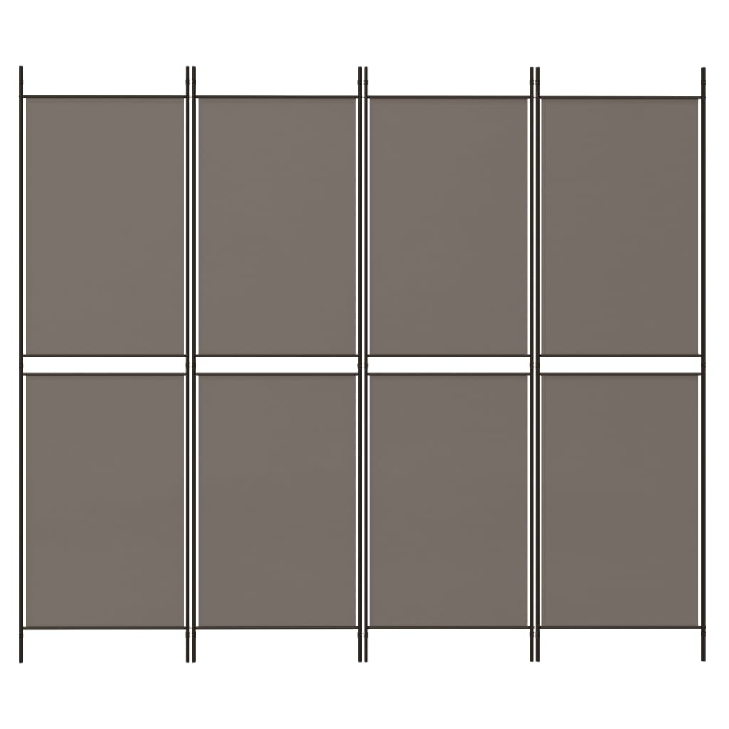 vidaXL Sobna pregrada s 4 panela antracit 200 x 180 cm od tkanine