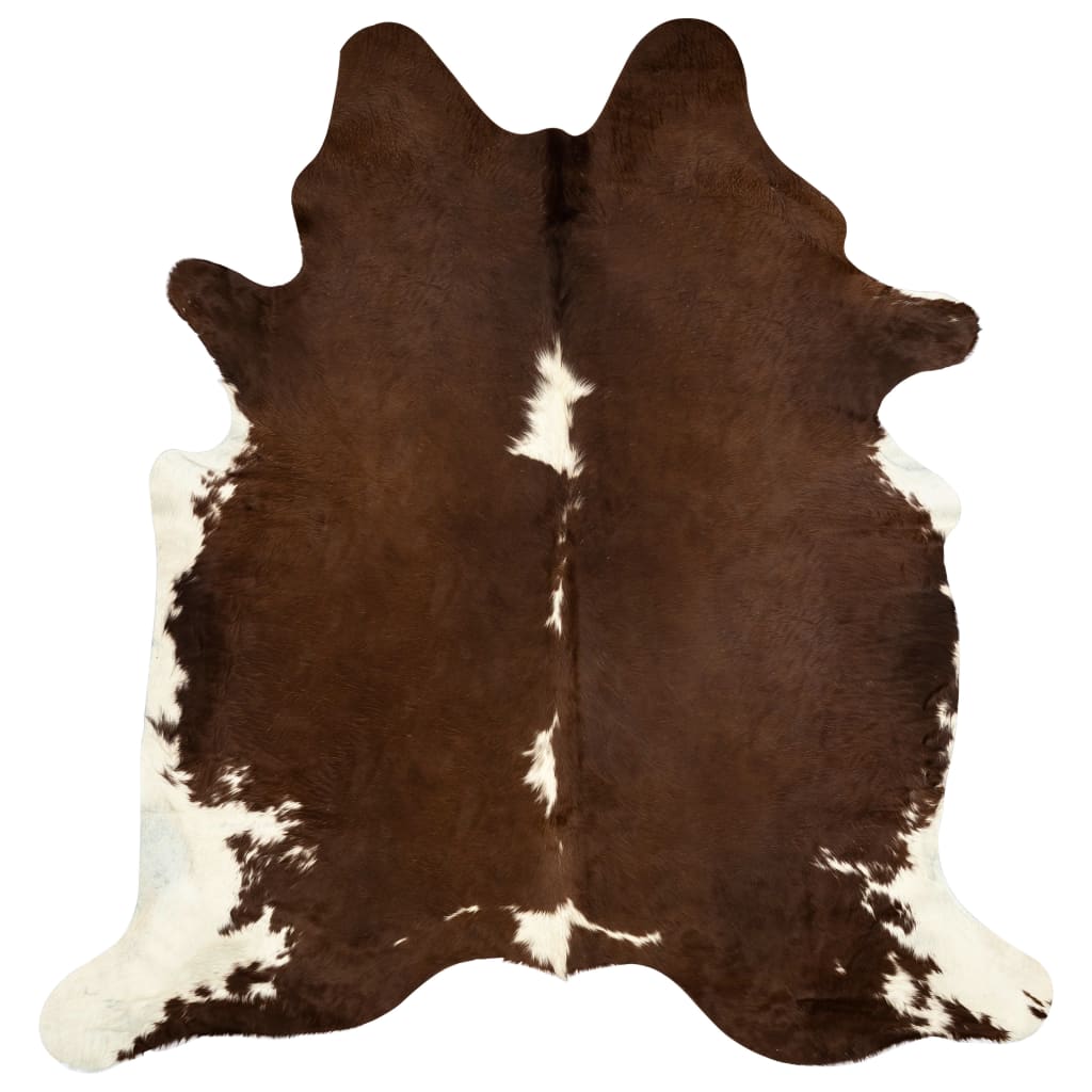 vidaXL Tepih od prave kravlje kože smeđe-bijeli 180 x 220 cm