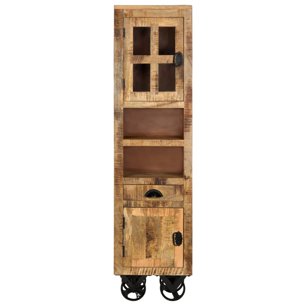 vidaXL Visoka komoda s kotačima 38x30x143 cm grubo masivno drvo manga
