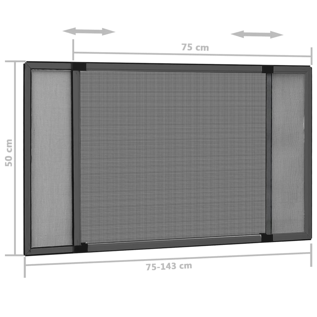 vidaXL Proširivi zaslon protiv insekata antracit (75 - 143) x 50 cm