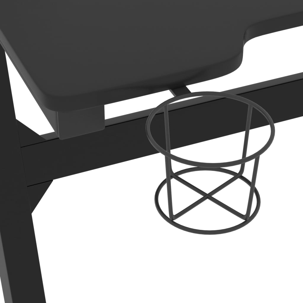 vidaXL Igraći stol LED s nogama u oblika slova Z crni 90 x 60 x 75 cm