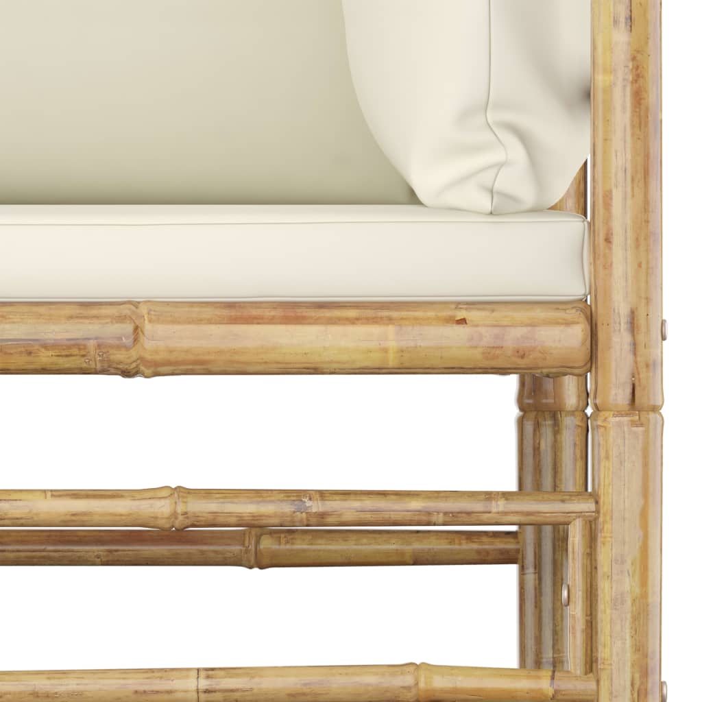 vidaXL 8-dijelna vrtna garnitura od bambusa s krem bijelim jastucima