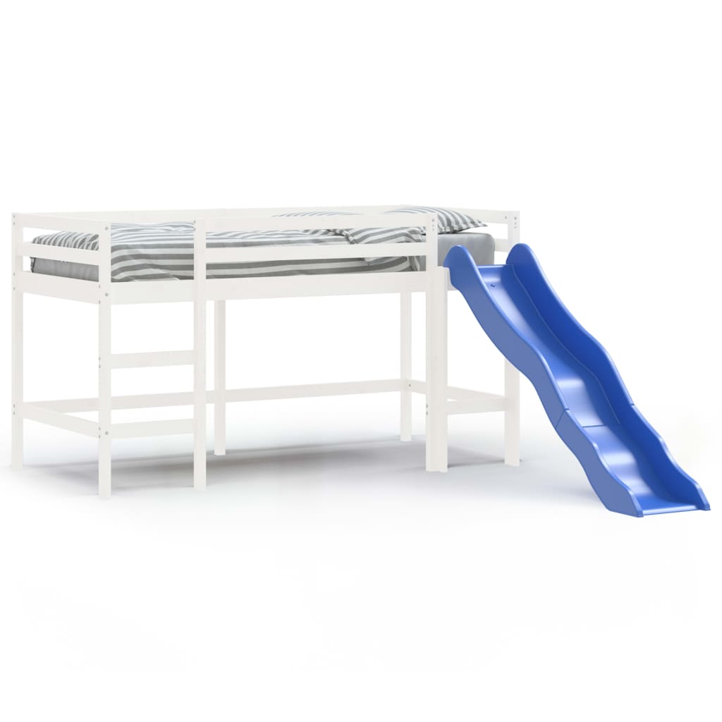 vidaXL Dječji krevet na kat s toboganom bijeli 80 x 200 cm od borovine