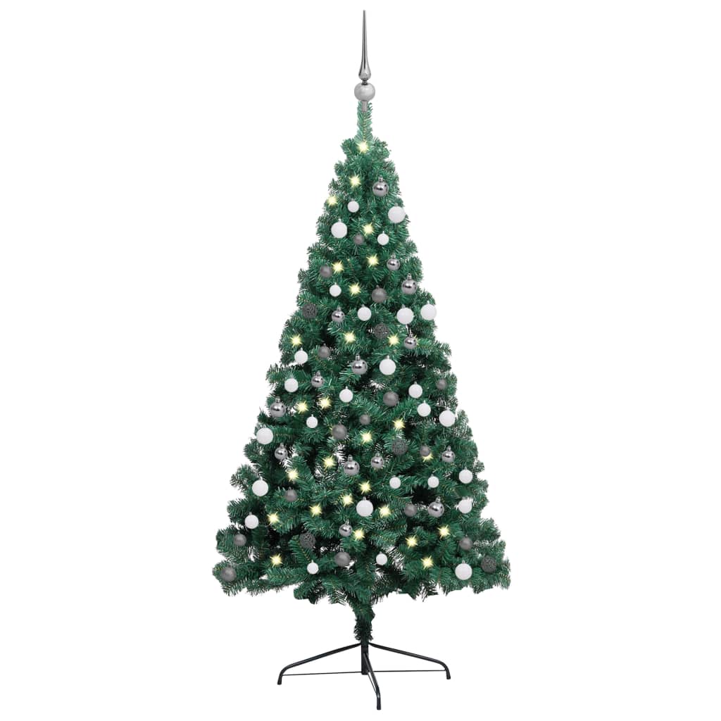 vidaXL Umjetna osvijetljena polovica božićnog drvca zelena 210 cm