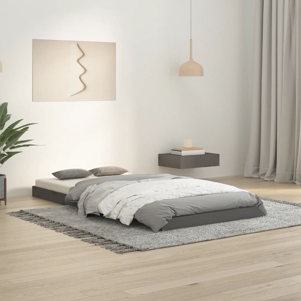 vidaXL Okvir za krevet sivi od borovine 90 x 190 cm jednokrevetni