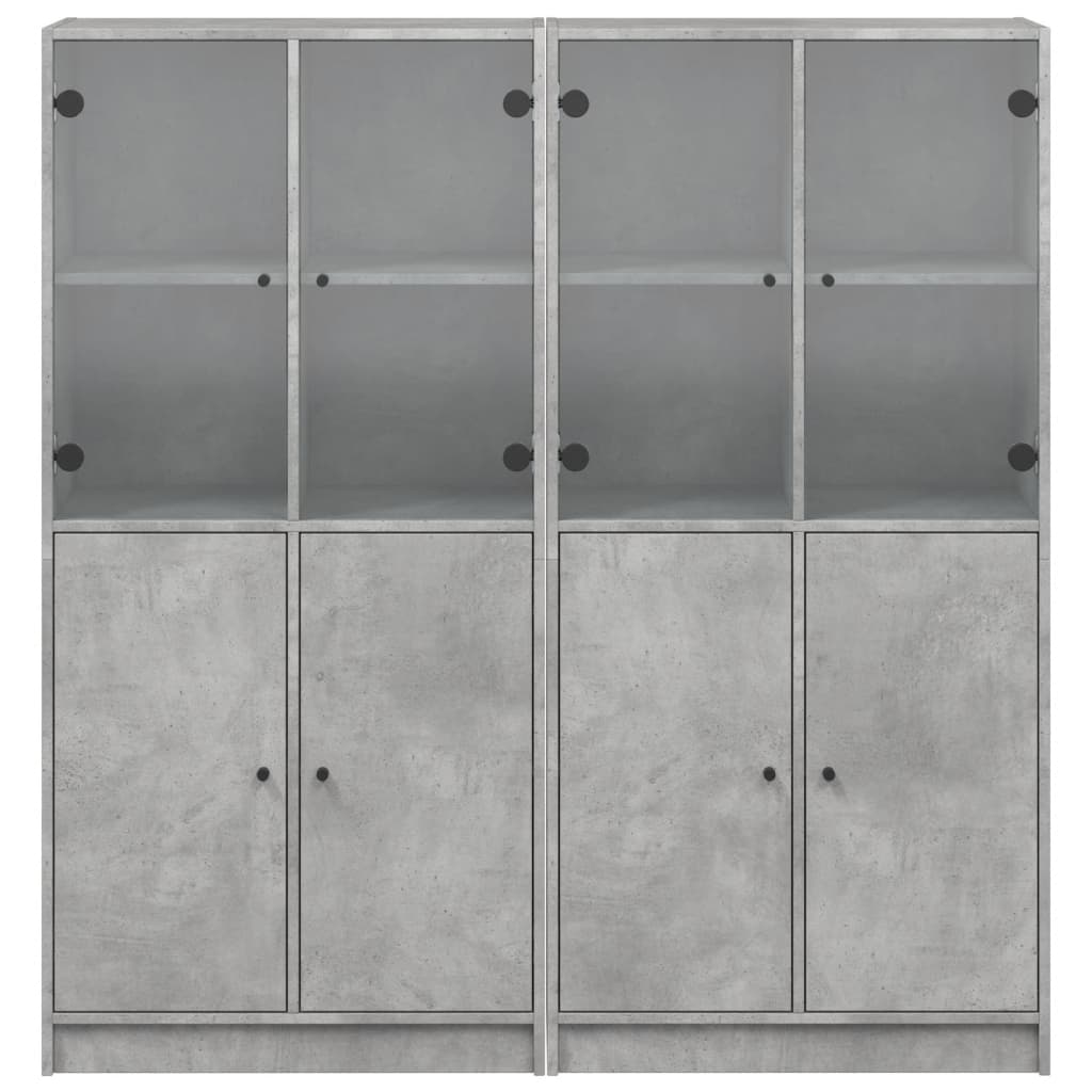 vidaXL Regal za knjige s vratima boja betona 136x37x142 cm drveni