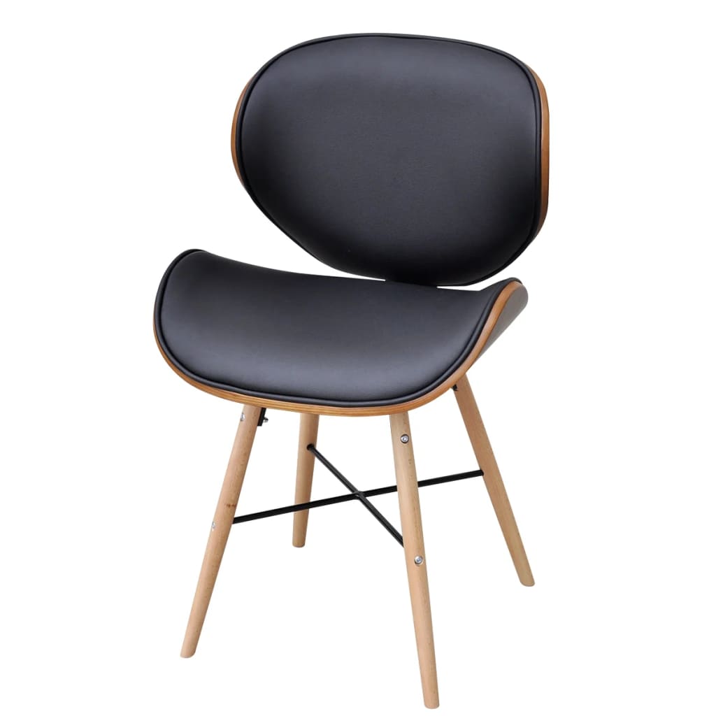 vidaXL Blagovaonske stolice od zaobljenog drva i umjetne kože 2 kom