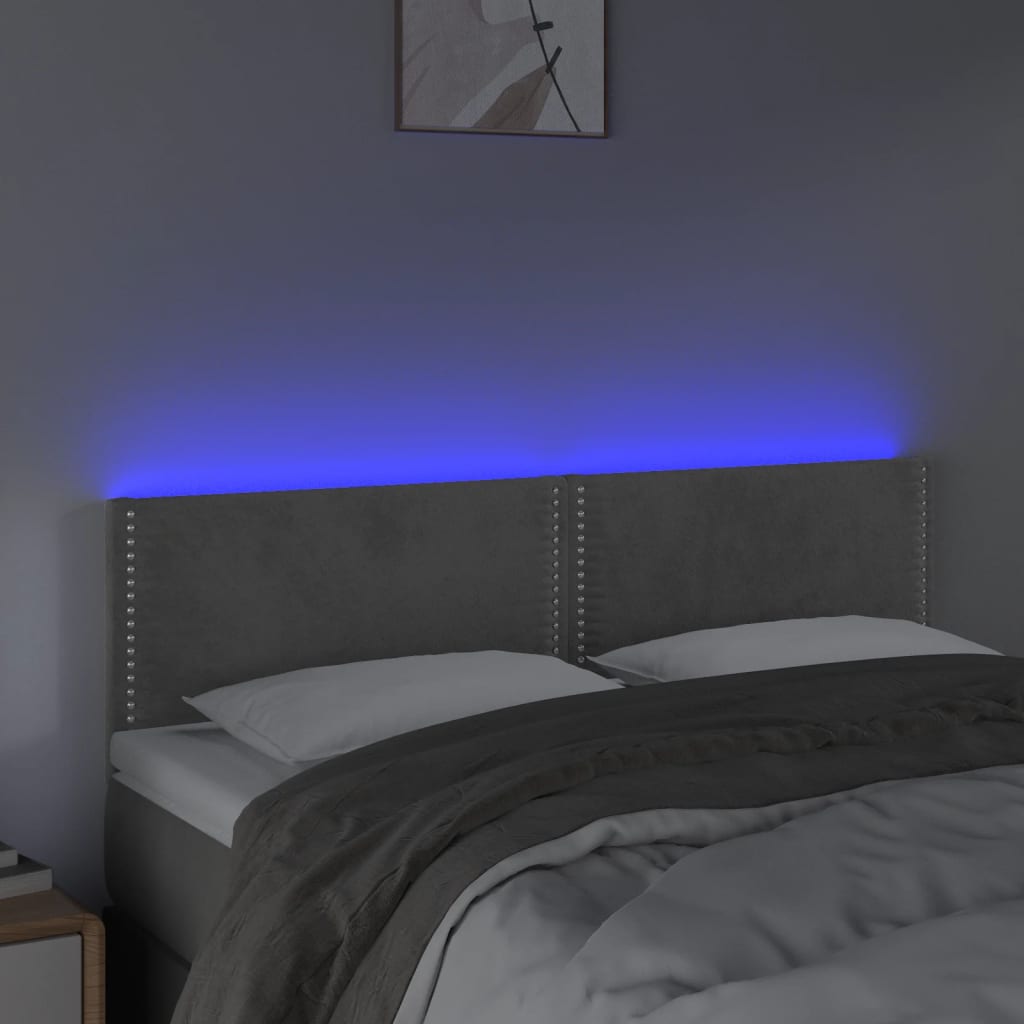 vidaXL LED uzglavlje svjetlosivo 144x5x78/88 cm baršunasto