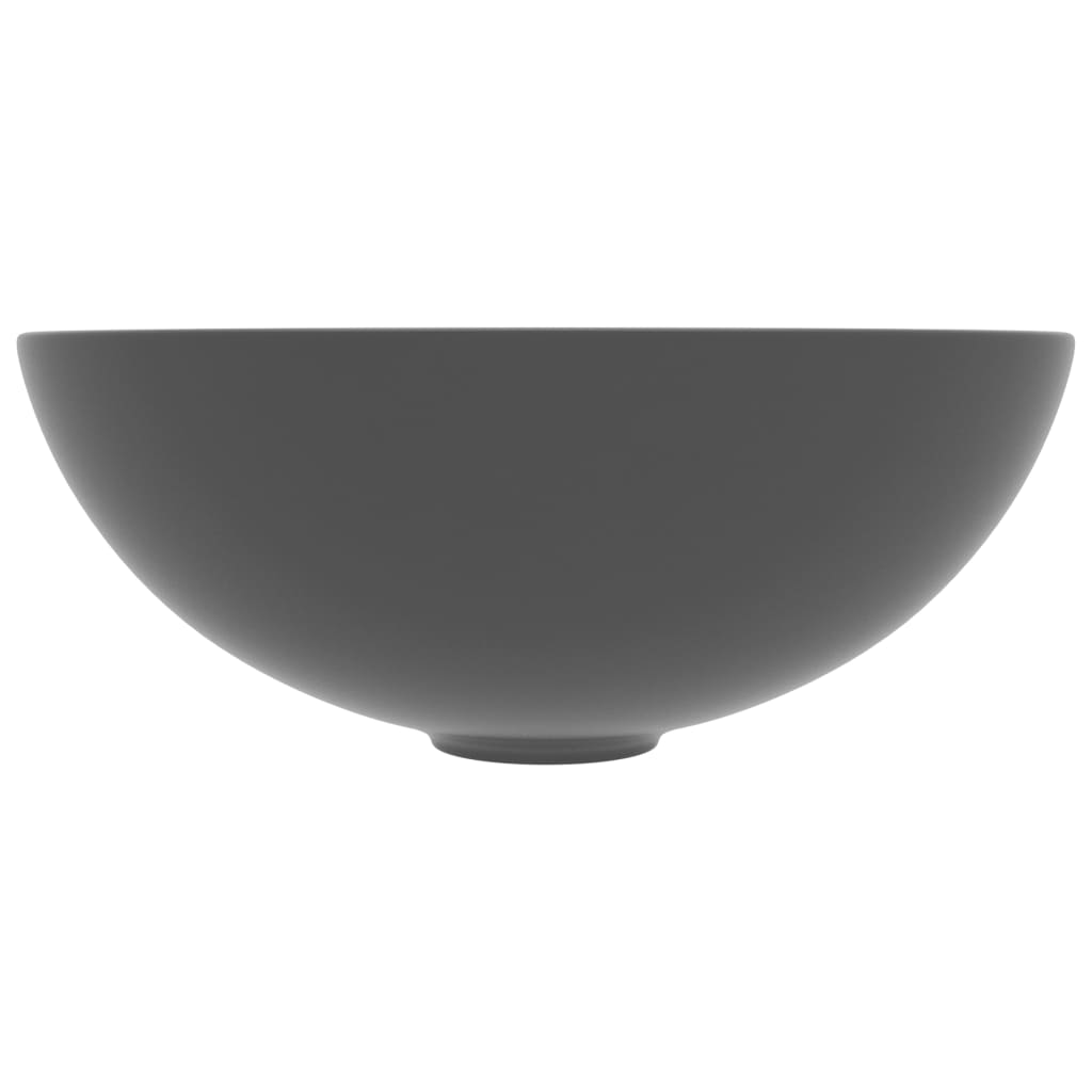 vidaXL Kupaonski umivaonik od keramike tamnosivi okrugli