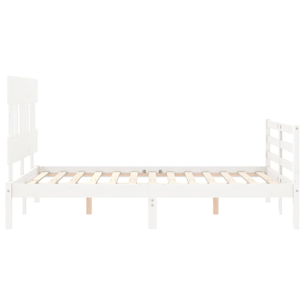 vidaXL Okvir kreveta s uzglavljem bijeli mali bračni masivno drvo