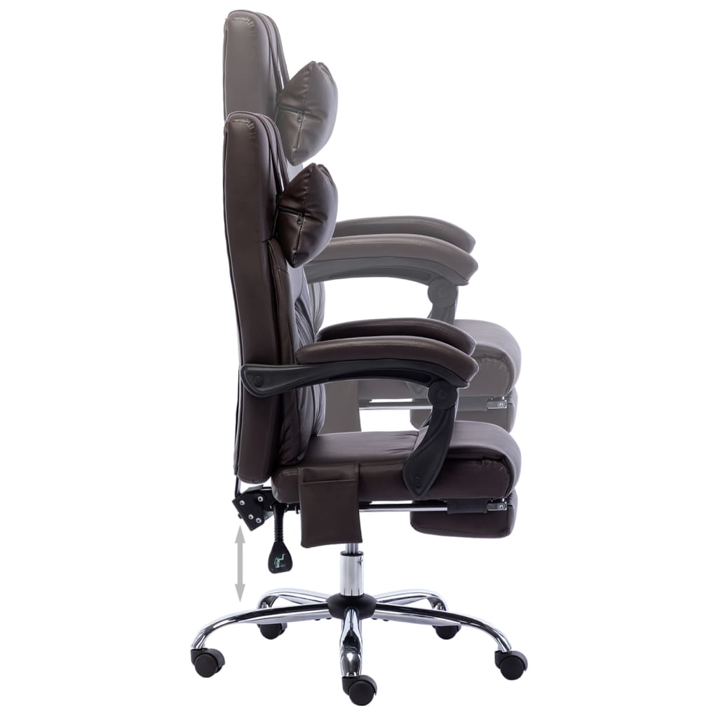 vidaXL Masažna uredska stolica od umjetne kože smeđa