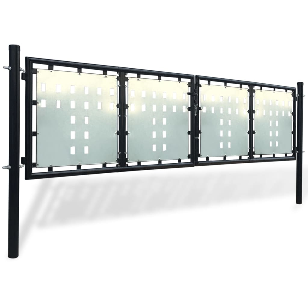 vidaXL Crna jednostruka vrata za ogradu 300 x 125 cm