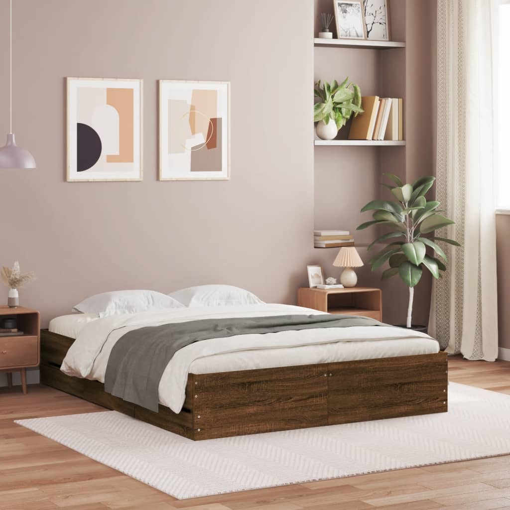 vidaXL Okvir kreveta s ladicama boja smeđeg hrasta 120x190 cm
