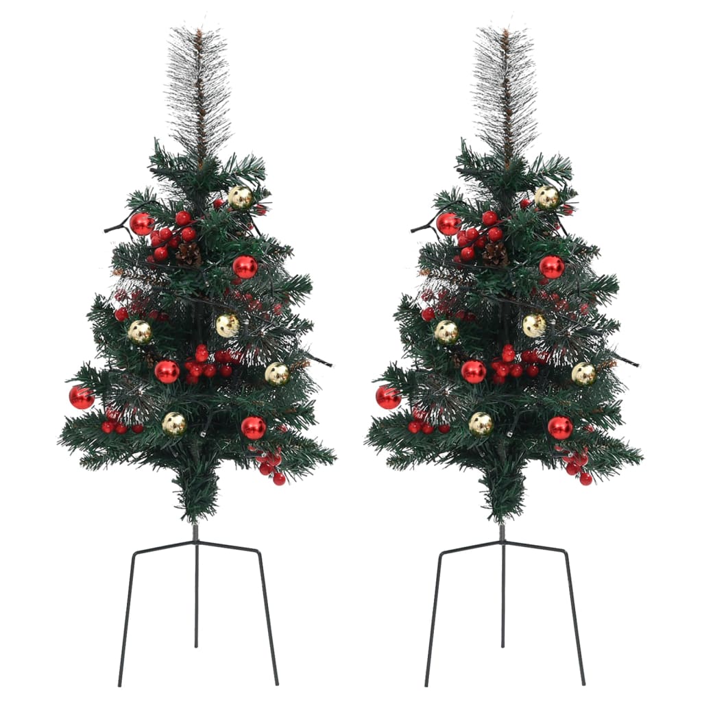 vidaXL Umjetno osvijetljeno božićno drvce za stazu 2 kom 76 cm PVC