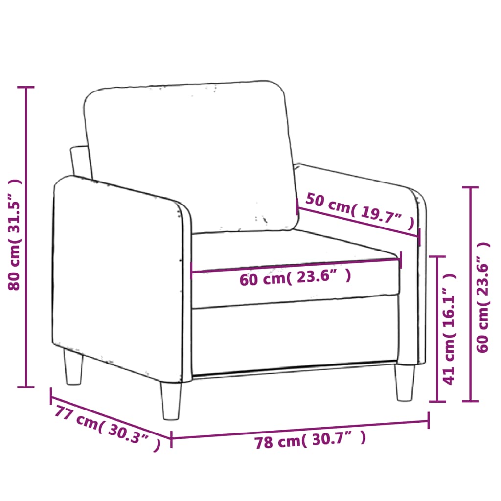 vidaXL Fotelja ružičasta 60 cm baršunasta