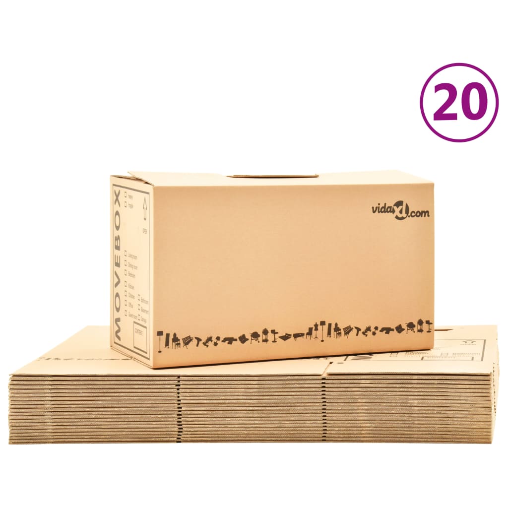 vidaXL Kutije za selidbu kartonske XXL 20 kom 60 x 33 x 34 cm
