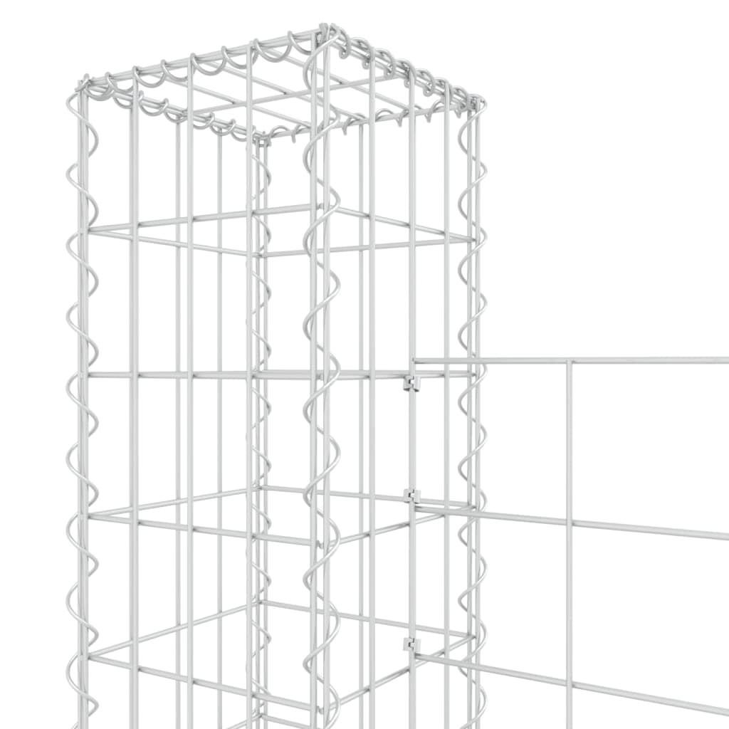 vidaXL Gabionska košara U-oblika s 4 stupa 380 x 20 x 150 cm željezna