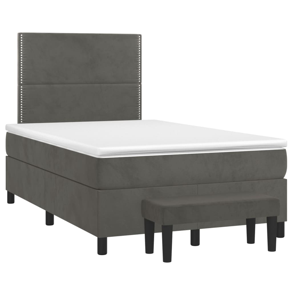 vidaXL Box spring krevet s madracem tamnosivi 120 x 200 cm baršunasti