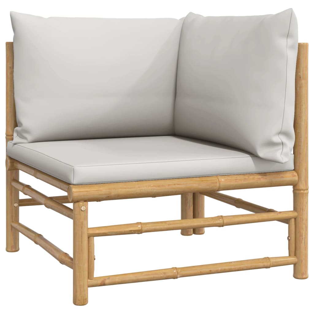 vidaXL Kutne vrtne sofe s svjetlosivim jastucima 2 kom od bambusa