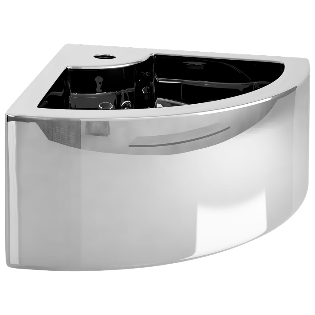 vidaXL Umivaonik sa zaštitom od prelijevanja 45x32x12,5 cm keramički srebrni