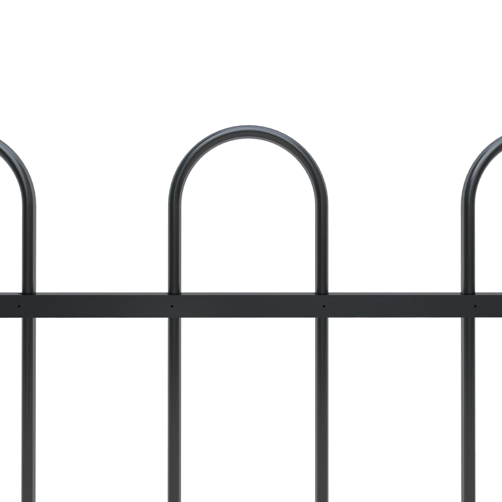 vidaXL Vrtna ograda s ukrasnim lukovima čelična 10,2 x 0,6 m crna