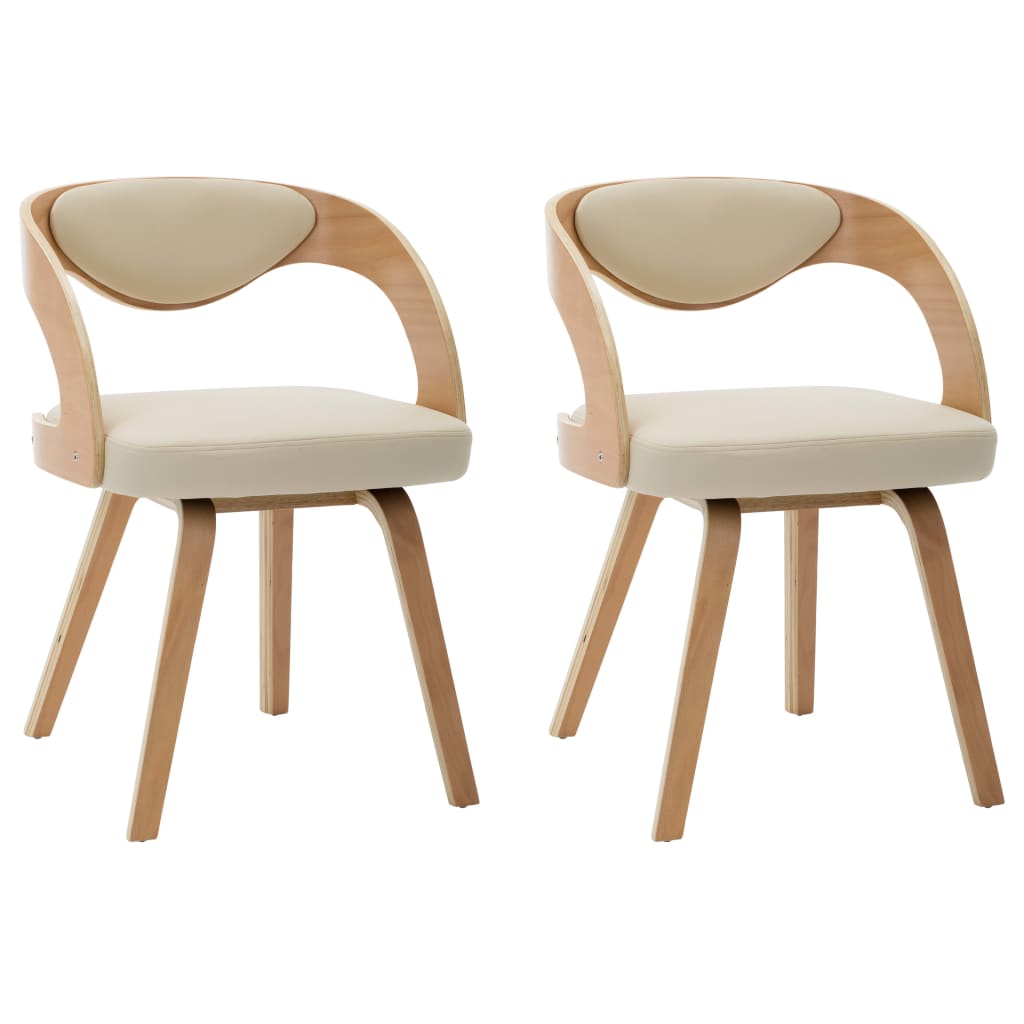 vidaXL Blagovaonske stolice od savijenog drva i umjetne kože 2 kom krem