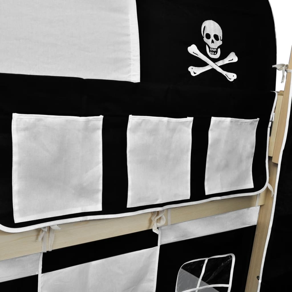 Drveni krevet na kat "Pirat" s ljestvama i toboganom