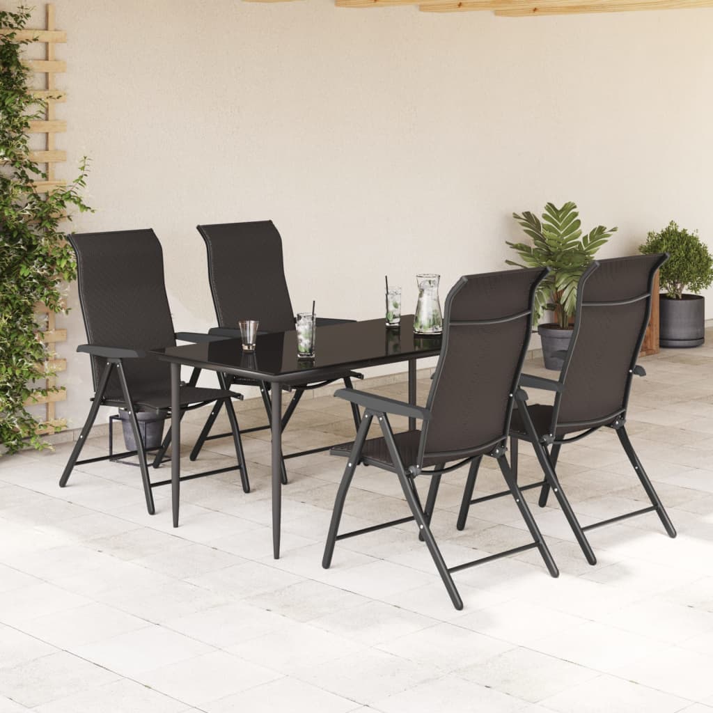 vidaXL Sklopive vrtne stolice 4 kom boje crne kave od poliratana