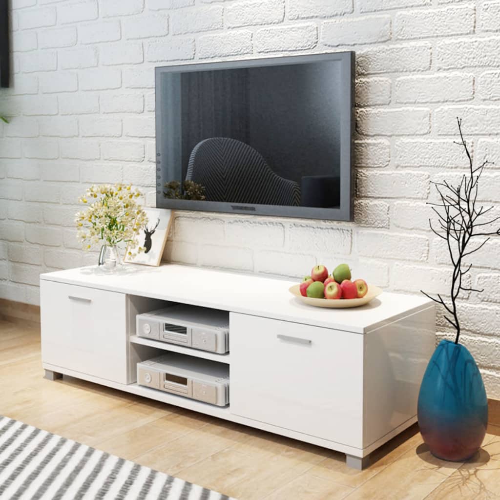 vidaXL TV ormarić visoki sjaj bijeli 140 x 40,5 x 35 cm