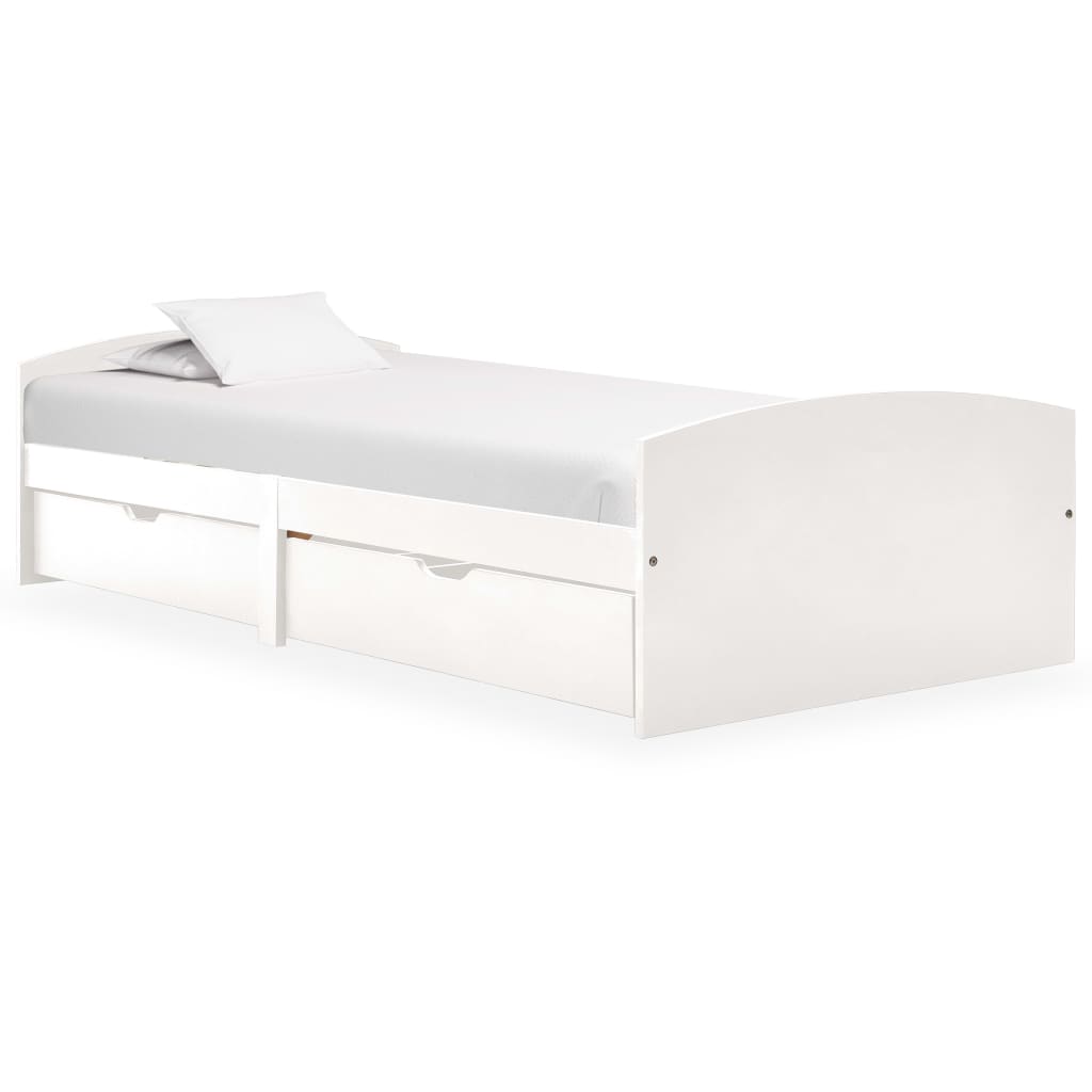 vidaXL Okvir kreveta s 2 ladice bijeli od masivne borovine 90 x 200 cm