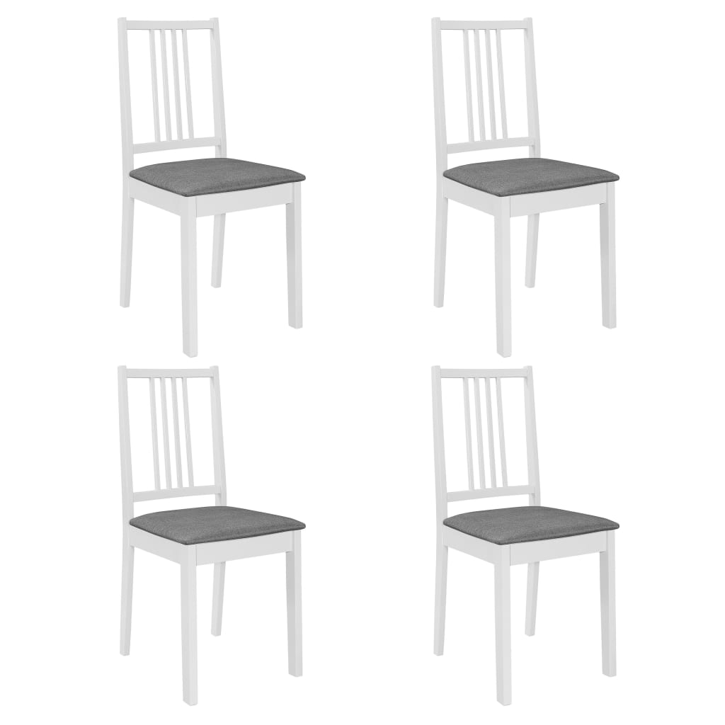 vidaXL Blagovaonske stolice od masivnog drva s jastucima 4 kom bijele