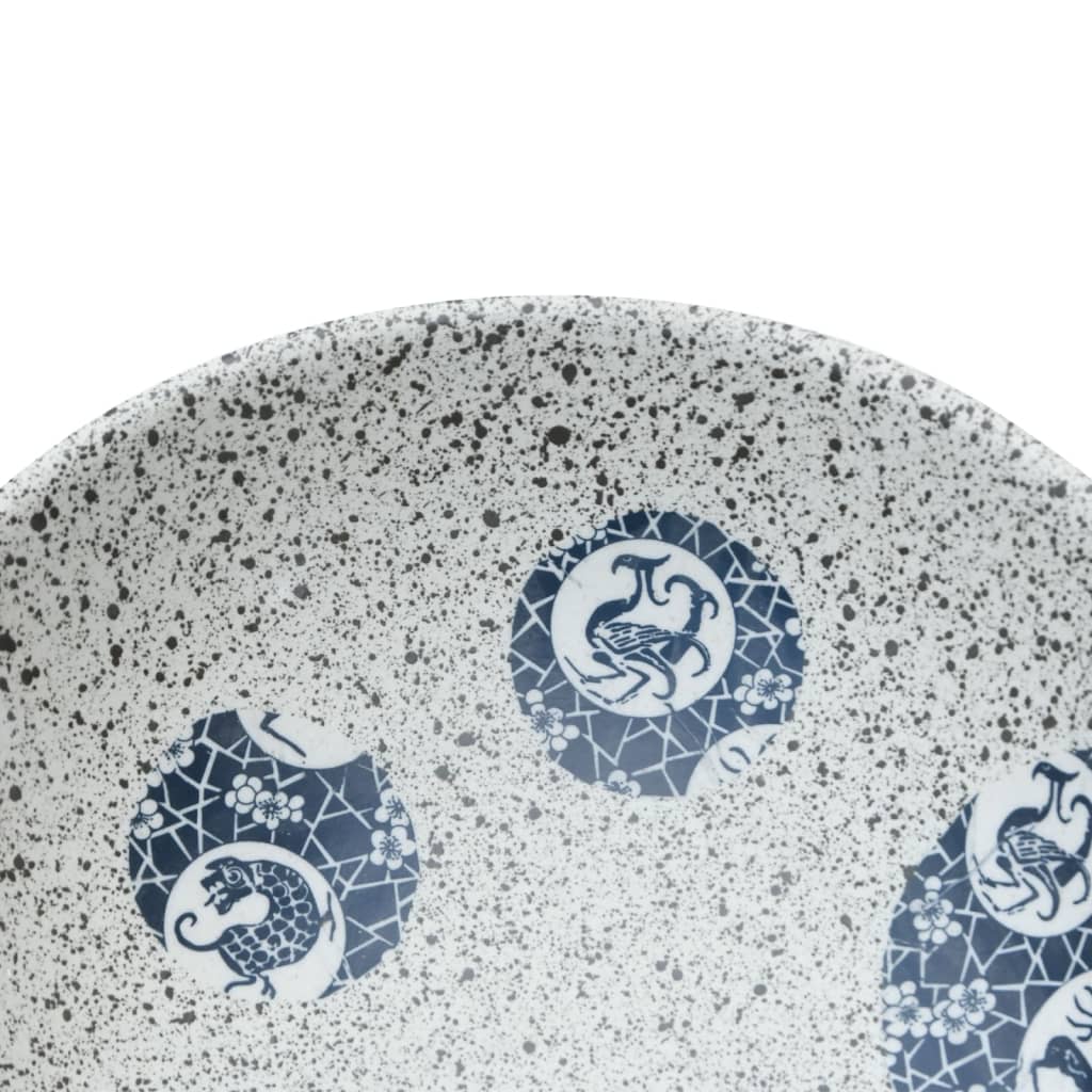 vidaXL Nadgradni umivaonik sivo-plavi ovalni 47 x 33 x 13 cm keramički