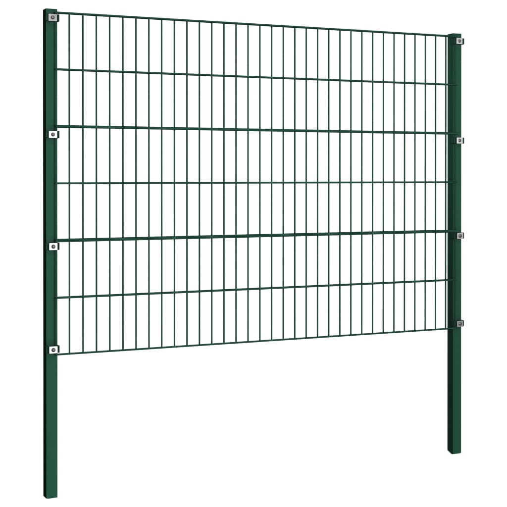 vidaXL Panel za ogradu sa stupovima željezni 15,3 m zeleni