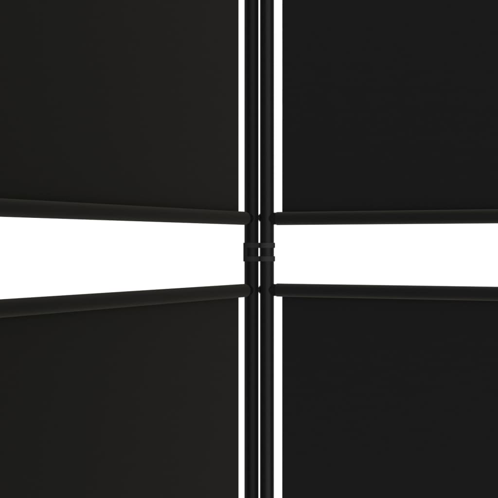 vidaXL Sobna pregrada s 4 panela crna 200 x 200 cm od tkanine
