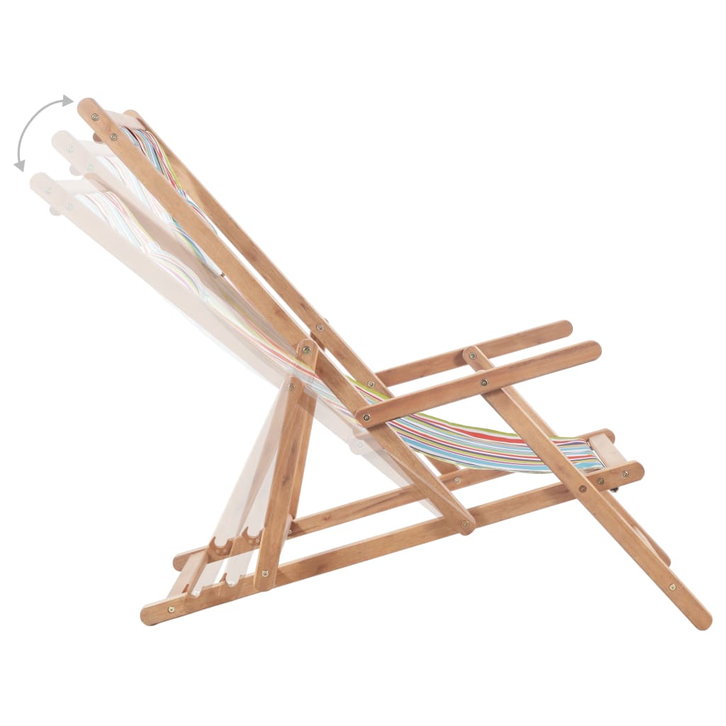 vidaXL Sklopiva ležaljka za plažu od tkanine s drvenim okvirom višebojna