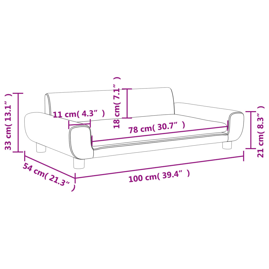 vidaXL Dječja fotelja smeđa 100x54x33 cm baršunasta
