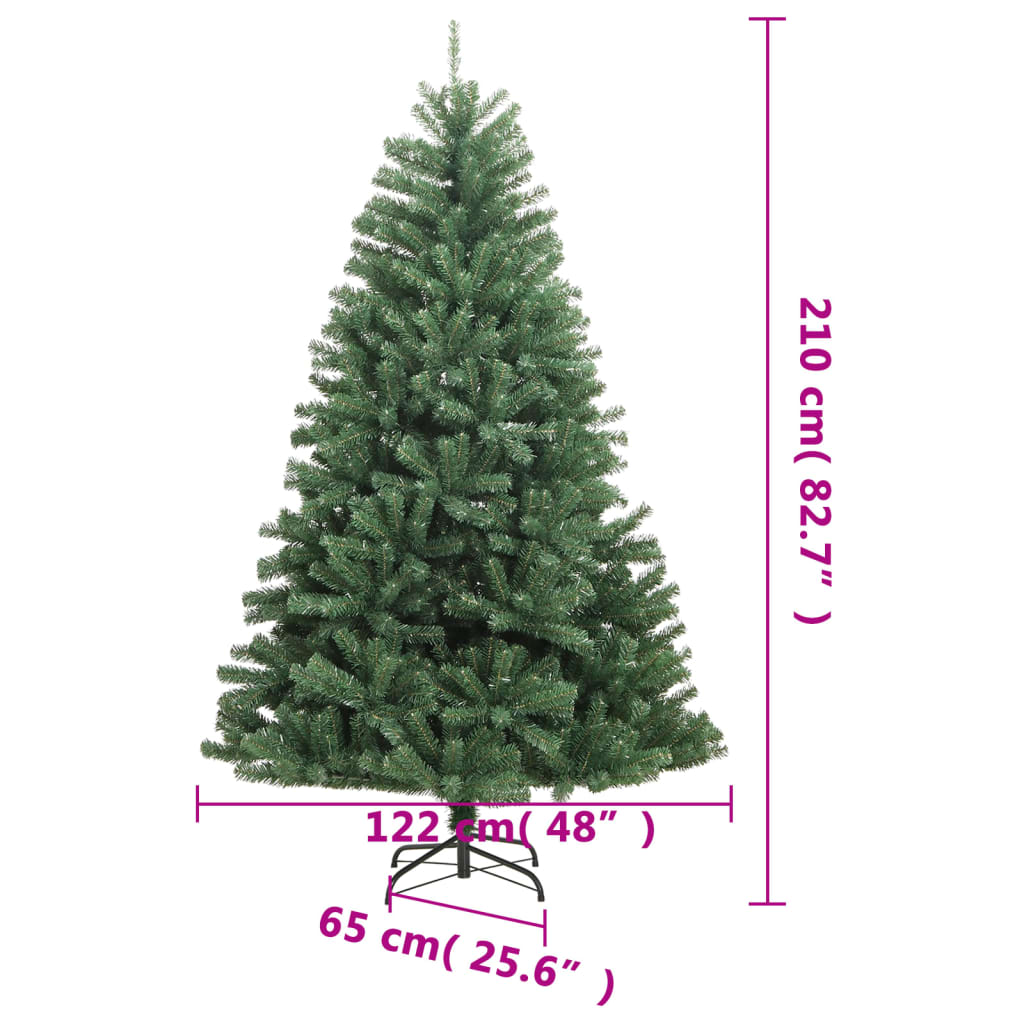 vidaXL Umjetno božićno drvce sa šarkama i stalkom zeleno 210 cm