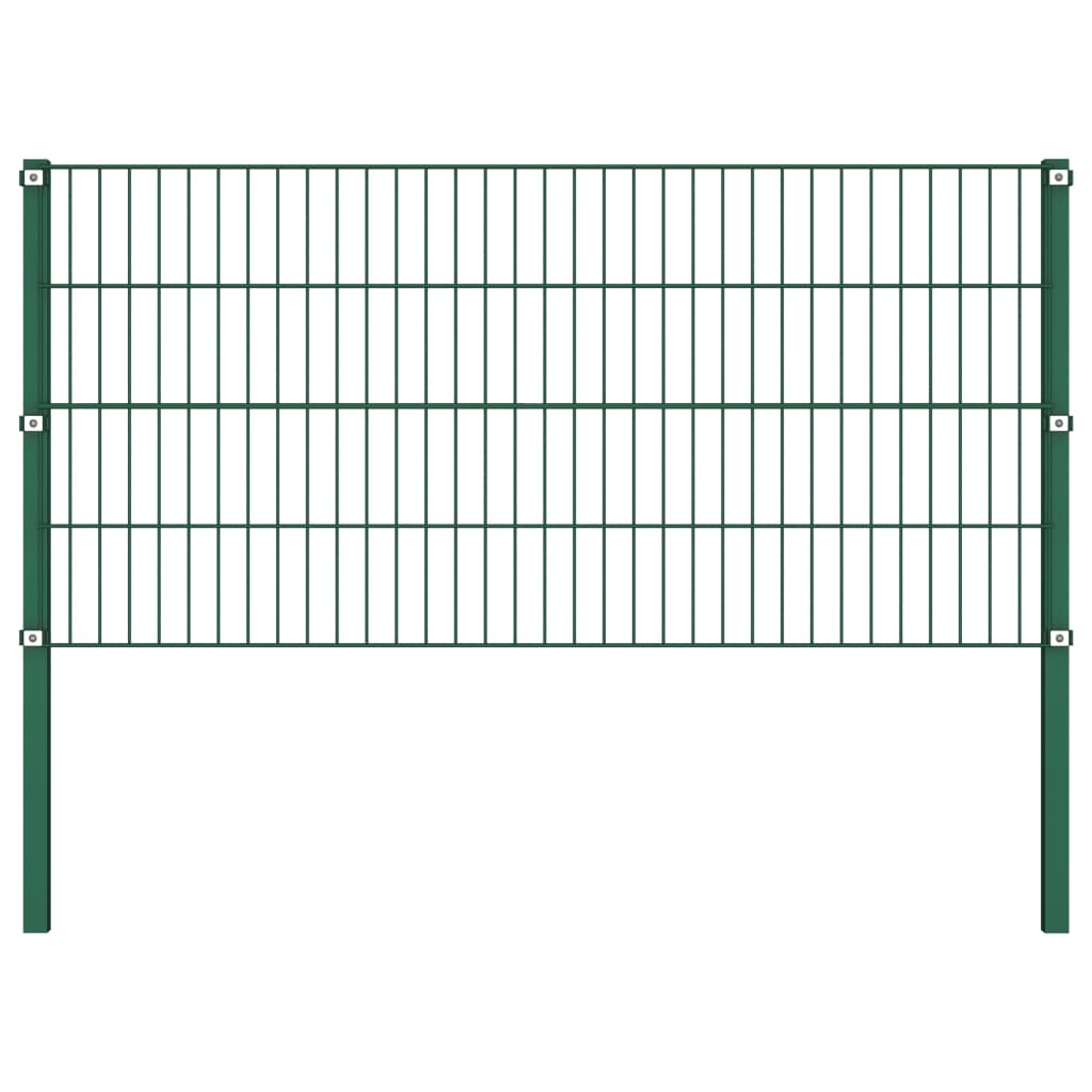 vidaXL Panel za ogradu sa stupovima željezni 1,7 m zeleni